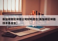 新加坡做区块链公司好吗现在[新加坡区块链技术基金会]